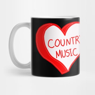 Country Music Red Love Heart Mug